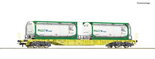 Przejdź do produktu Przedsprzedaż Roco 6600279 H0 - Wagon platfforma typu Sgns z kontenerami cysternami Pellegrini, GATX, ep.VI