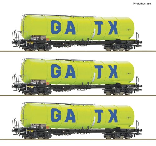 Przejdź do produktu Przedsprzedaż Roco 6600277 H0 - Zestaw 3 wagonów cystern typu Zacns, GATX, ep.VI