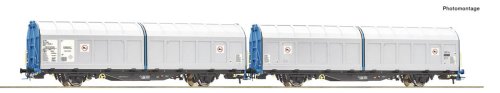 Przejdź do produktu Przedsprzedaż Roco 6600276 H0 - Zestaw 2 wagonów towarowych typu Hiirrs. Transwaggon, ep.V-VI