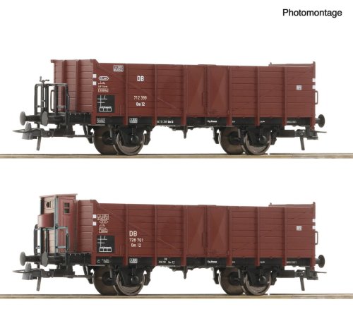 Przejdź do produktu Przedsprzedaż Roco 6600267 H0 - Zestaw 2 wagonów towarowych otwartych typu Om 12, DB, ep.III