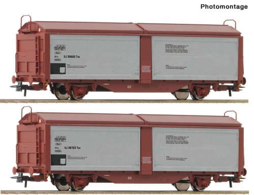 Przejdź do produktu Przedsprzedaż Roco 6600257 H0 - Zestaw 2 wagonów towarowych z otwieranym dachem typu Teu, SJ, ep.IV