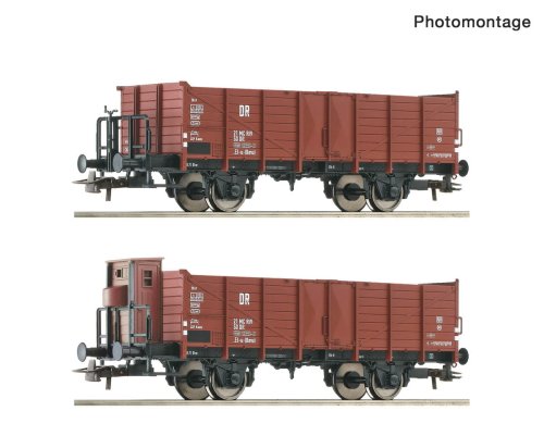 Przejdź do produktu Przedsprzedaż Roco 6600253 H0 - Zestaw 2 wagonów towarowych otwartych typu Omu, DR, ep.III