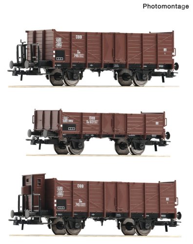 Przejdź do produktu Przedsprzedaż Roco 6600250 H0 - Zestaw 3 wagonów towarowych otwartych ÖBB, ep.III-IV