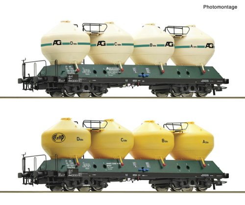 Przejdź do produktu Przedsprzedaż Roco 6600236 H0 - Zestaw 2 wagonów towarowych silosów typu Uacs, CSD, ep.IV