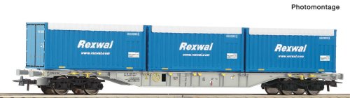 Przejdź do produktu Przedsprzedaż Roco 6600234 H0 - Wagon platforma typu Sgns z kontenerami Rexwal, AAE, ep.VI
