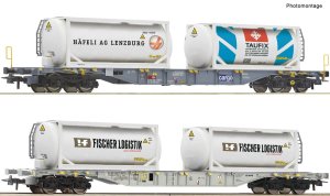 Przedsprzedaż Roco 6600231 H0 - Zestaw 2 wagonów platform typu Sgns z kontenerami cysternami, SBB, ep.V-VI