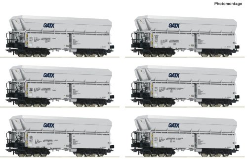Przejdź do produktu Przedsprzedaż Roco 6600220 H0 - Zestaw 6 wagonów samowyładowczych typu Falns, GATX, ep.VI