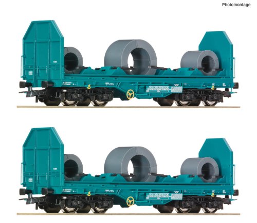Przejdź do produktu Przedsprzedaż Roco 6600181 H0 - Zestaw 2 wagonów platform typu Shmmns z ładunkiem FS, ep.V-VI