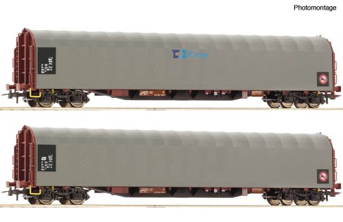 Przejdź do produktu Przedsprzedaż Roco 6600159 H0 - Zestaw 2 wagonów towarowych z plandeką typu Rils-y. CD Cargo, ep.VI
