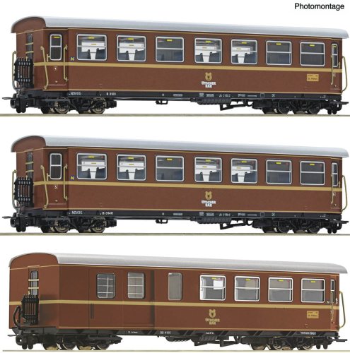 Przejdź do produktu Przedsprzedaż Roco 6240006 H0e- Zestaw 3 wagonów osobowych wąskotorowych  Ötscherbär, NÖVOG, ep.VI