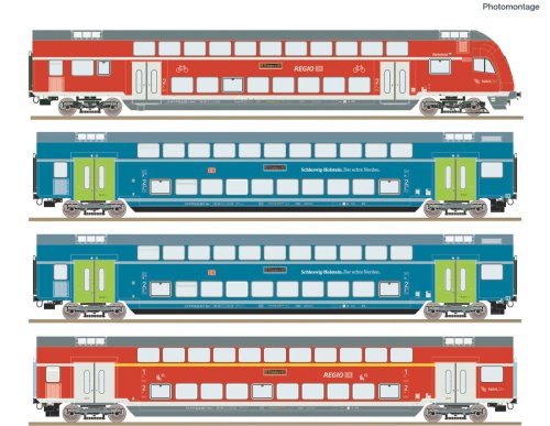 Przejdź do produktu Przedsprzedaż Roco 6210250 H0 - Zestaw 4 wagonów osobowych piętrowych DB AG, ep.VI