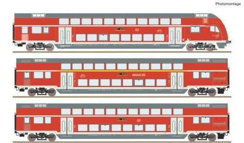 Przejdź do produktu Przedsprzedaż Roco 6210248 H0 - Zestaw 3 wagonów osobowych piętrowych DB AG, ep.VI