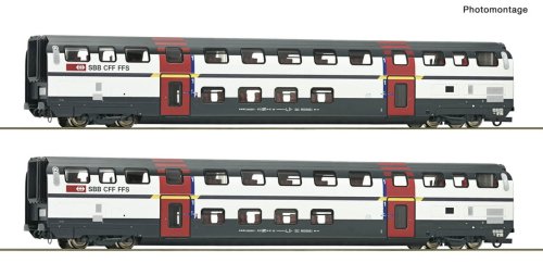 Przejdź do produktu Przedsprzedaż Roco 6200215 H0 - Zestaw 2 wagonów osobowych piętrowych  IC2000, SBB, ep.V-VI