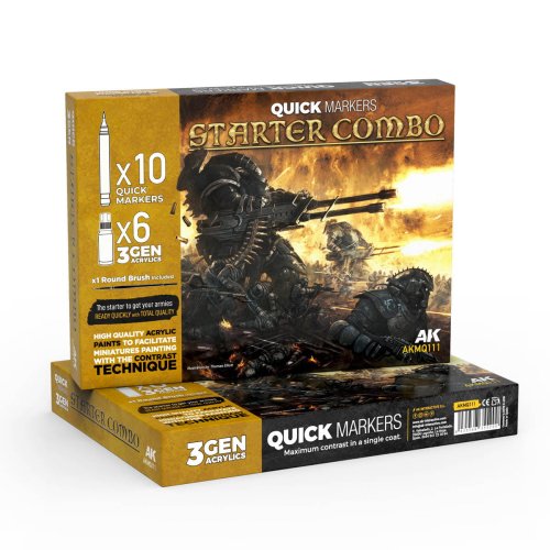 Przejdź do produktu AK Interactive AKMQ111 - Zestaw startowy do malowania figurek markery Quick i farby 3Gen