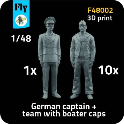 Przejdź do produktu Fly F48002 - 1:48 1x German captain + 10x sailor with boater caps