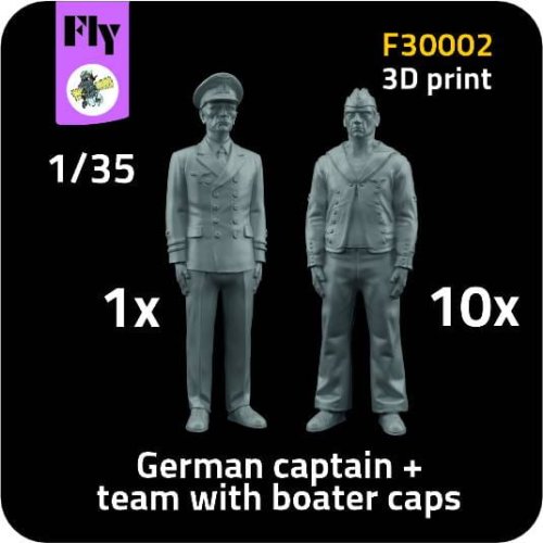 Przejdź do produktu Fly F30002 - 1:35 1x German captain + 10x sailor with boater caps