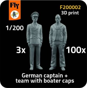 Fly F200002 - 1:200 3x German captain + 100x sailor with boater caps