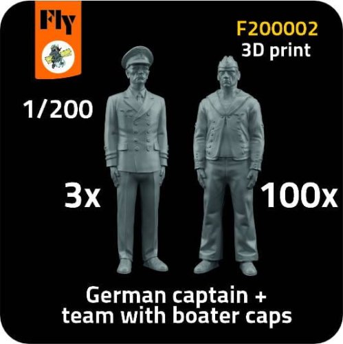 Przejdź do produktu Fly F200002 - 1:200 3x German captain + 100x sailor with boater caps