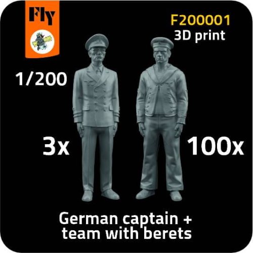 Przejdź do produktu Fly F200001 - 1:200 3x German captain + 100x sailor with berets