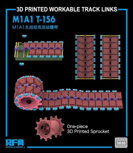 Przejdź do produktu Rye Field Model 3035 - 1:35 M1A1 T-156 3D Printed Workable Track Links w/One-piece Sprocket
