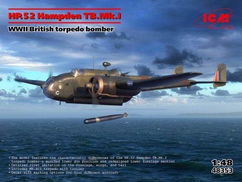 Przejdź do produktu ICM 48353 - 1:48 HP.52 Hampden TB.Mk.I WWII British Torpedo Bomber