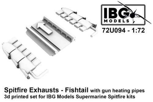 Przejdź do produktu IBG 72U094 - 1:72 Supermarine Spitfire Exhausts Fishtail Type with gun heating pipes 3D Printed Set