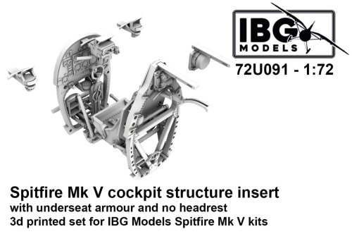 Przejdź do produktu IBG 72U091 - 1:72 Spitfire Mk V Cockpit Structure Insert with underseat armour and no headrest 3D Printed Set