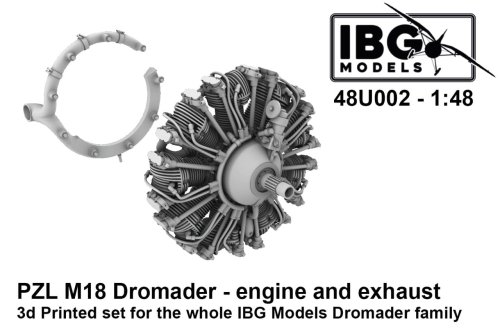 Przejdź do produktu IBG 48U002 - 1:48 PZL M18 Dromader Engine and Exhaust 3D Printed Set