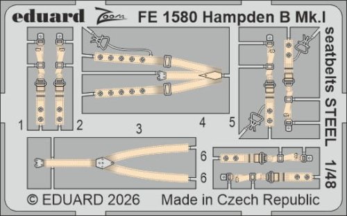Przejdź do produktu Eduard FE1580 - 1:48 Hampden B Mk.I seatbelts - Steel