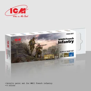 ICM 3091 - Zestaw farb akrylowych WWII French Infantry
