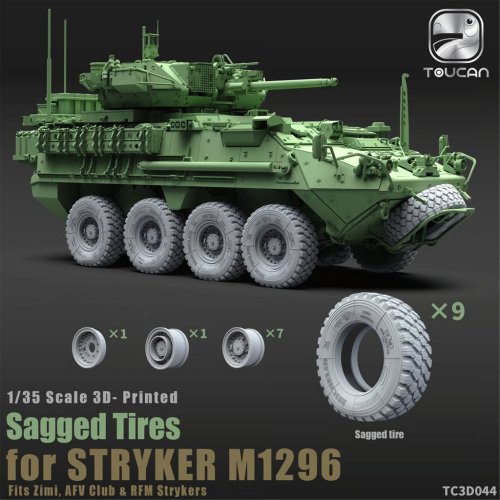 Przejdź do produktu Zimi Model Toucan TC3D044 - 1:35 3D Printed Sagged Tires for Stryker M1296
