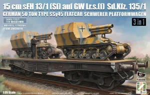Zimi Model 35076 - 1:35 15 cm sFH 13/1 (Sf) auf GW Lrs. (f) Sd.Kfz.135/1 with German 50 Ton Type Ssy 45 Flatcar Schwerer Platformwagen (3 in 1)