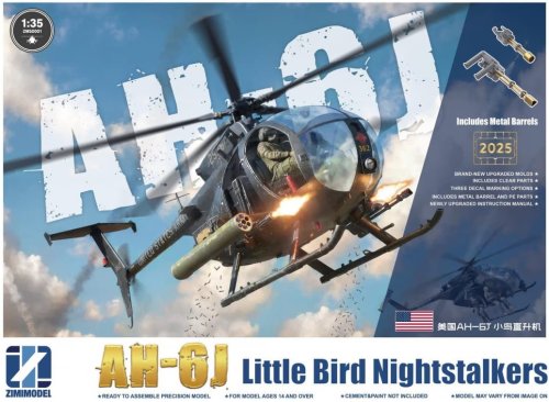 Przejdź do produktu Zimi Model / Kitty Hawk 50001 - 1:35 AH-6J Little Bird Nightstalkers w/ Metal Barrels