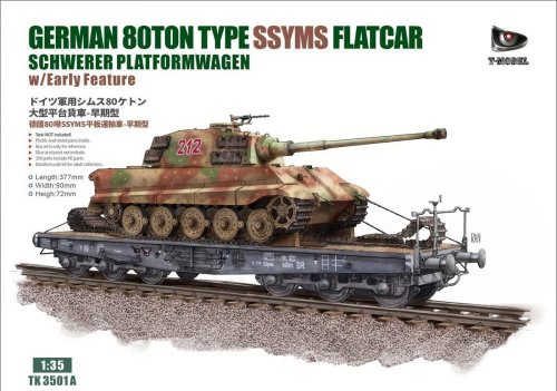 Przejdź do produktu T-Model TK3501AG - 1:35 German 80T Type SSyms Flatcar Schwerer Platformwagen w/ Early Feature Gold Version