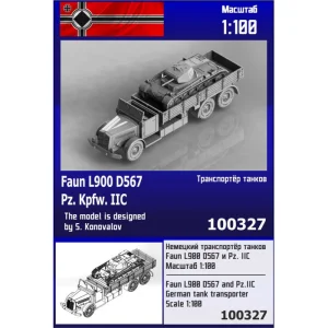 Zebrano Z100-327 - 1:100 Faun L900 D567 and Pz. IIC German Tank Transporter