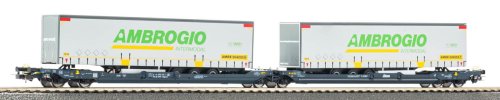 Przejdź do produktu Piko 24635 H0 - Wagon podwójna platforma typu T3000e Wascosa z 2 naczepami Ambrogio, ep.VI