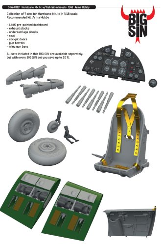 Przejdź do produktu Eduard SIN648151 - 1:48 Hurricane Mk.IIc w/ fishtail exhausts