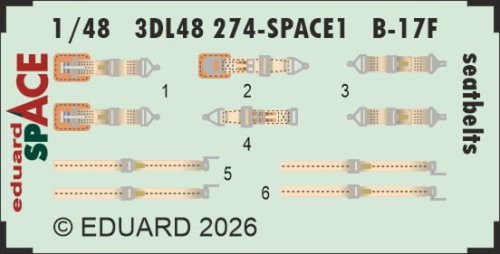 Przejdź do produktu Eduard 3DL48274 - 1:48 B-17F seatbelts Space 3D Decals