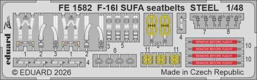 Przejdź do produktu Eduard FE1582 - 1:48 F-16I SUFA seatbelts - Steel