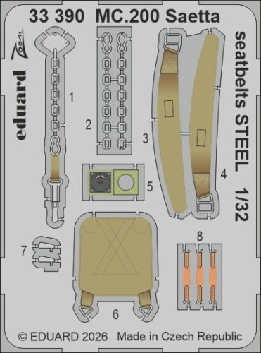 Przejdź do produktu Eduard 33390 - 1:32 MC.200 Saetta seatbelts - Steel