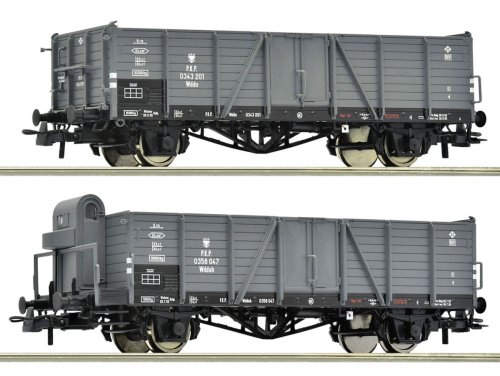 Przejdź do produktu Roco 6600216 H0 - Zestaw 2 wagonów towarowych otwartych typu Wddo(h), PKP, ep.III