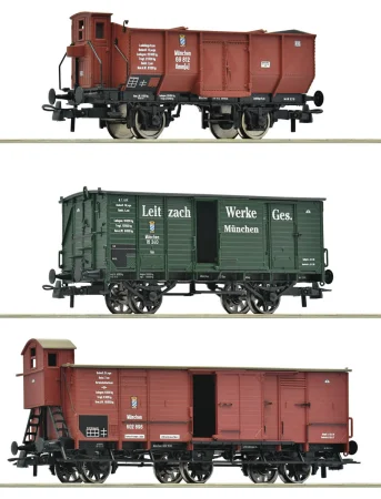 Roco 6600223 H0 - Zestaw 3 wagonów towarowych, K.Bay.Sts.B., ep.I