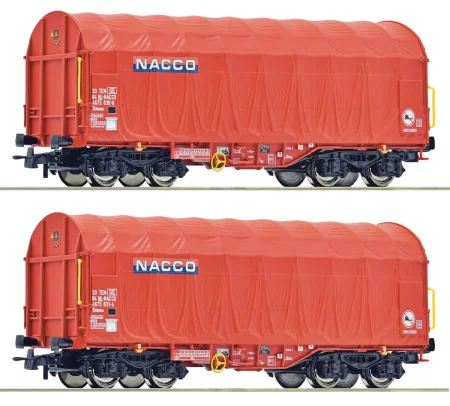 Roco 6600226 H0 - Zestaw 2 wagonów towarowych z plandeką typu Shimmns, Nacco, ep.VI