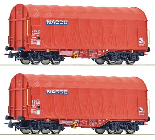 Przejdź do produktu Roco 6600226 H0 - Zestaw 2 wagonów towarowych z plandeką typu Shimmns, Nacco, ep.VI