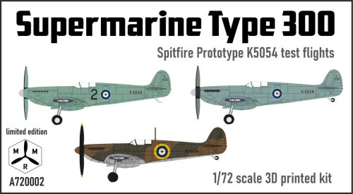 Przejdź do produktu Przedsprzedaż - IBG MRM A720002 - 1:72 Supermarine Type 300 Spitfire Prototype K5054 test flights - 3D Printed Kit