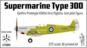 Przedsprzedaż - IBG MRM A720001 - 1:72 Supermarine Type 300 Spitfire Prototype K5054 first flight with test pilot figure - 3D Printed Kit