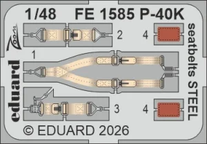 Eduard FE1585 - 1:48 P-40K seatbelts - Steel