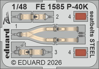 Przejdź do produktu Eduard FE1585 - 1:48 P-40K seatbelts - Steel