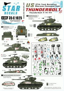 STAR DECALS 35-C1025 - 1:35 Thunderbolt V / VI / VII. 37th Tank Bn. M4 Sherman, M4A3 (76), M4A3E8 HVSS