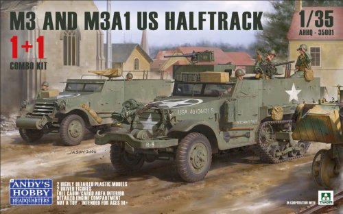 Przejdź do produktu Przedsprzedaż - Andy's Hobby Headquarters AHHQ-35001 - 1:35 M3 / M3A1 U.S. WWII Halftrack Double Combo